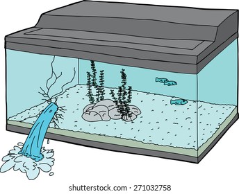 Group Fish Aquatic Plants Leaking Tank Stock Vector (Royalty Free