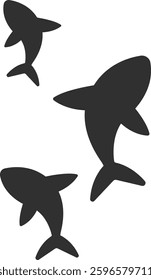 Group of fish black icon vector illustration