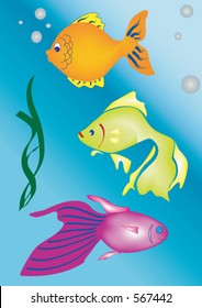 A group of fishes swimming (Vector)