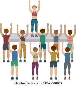 Group fitness classes doing exercises - illustration