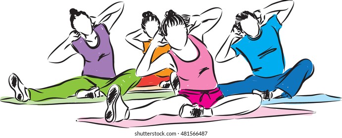 group of fitness people illustration