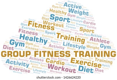 Group Fitness Training word cloud. Wordcloud made with text only.