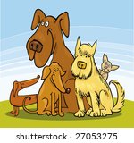 Group of five funny Dogs