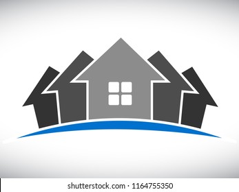 Group of five house logo - stock vector