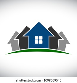 Group of five house - stock vector