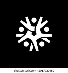 group of five people 5 team family together logo vector icon illustration
