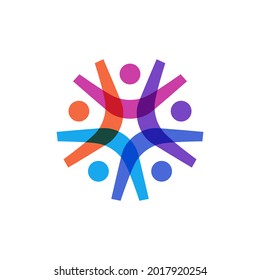 Group Of Five People Color Overlap Overlapping 5 Team Family Together Logo Vector Icon Illustration