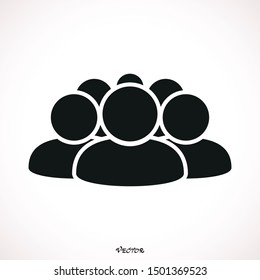 A group of five people. Community icon. Share symbol. Group of users.
