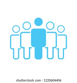 Group of five people or group of users standing flat vector icon for apps and websites.