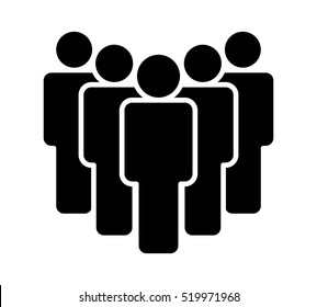 Group of five people or group of users standing flat vector icon for apps and websites