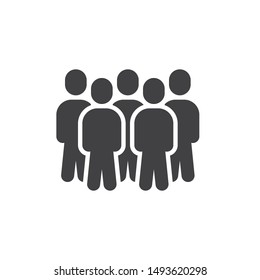 Group Of Five People Vector Icon. Crowd Of People Filled Flat Sign For Mobile Concept And Web Design. Teamwork, Team Glyph Icon. Symbol, Logo Illustration. Vector Graphics