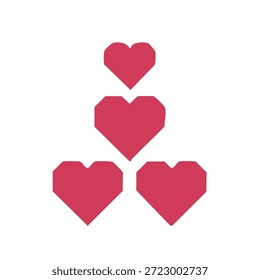 Group of five red hearts icon representing love passion and romantic relationship