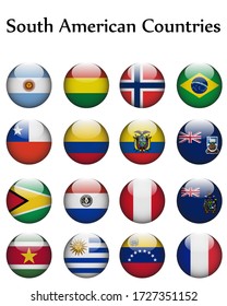 Group flags symbol of South American Countries isolated on white background. EPS.file.