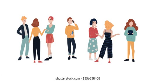 Group Five Happy Talking Friends Stock Vector (Royalty Free) 334268144 ...