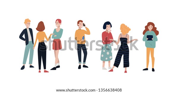 Group Flat Cartoon People Man Woman Stock Vector (royalty Free 