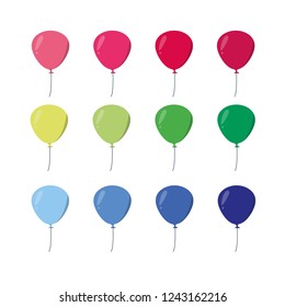 Group of flat style vector balloons isolated on white background.