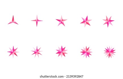 Group of floral blossom stars decoration icon shape element abstract background vector illustration