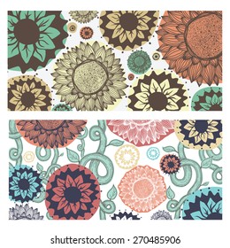 Group of floral pattern with decorative ornaments for posters, greeting cards, background, invitations in vector