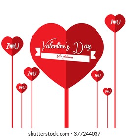 Group of flowers with heart shapes on a white background for valentine's day
