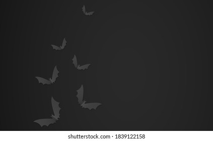 Group of flying bats in paper cute style  isolated on black   background, Halloween concept, graphic resources for sale template ,website, poster,  vector illustration 