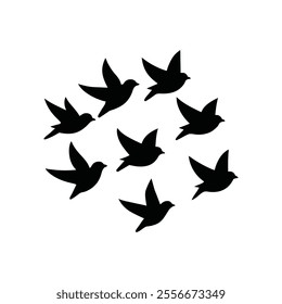 group of flying bird silhouette vector set collection