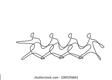 group of followers following a leader - continuous line drawing