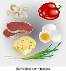 Group Of Food Products  (Fully Editable Vector Image)