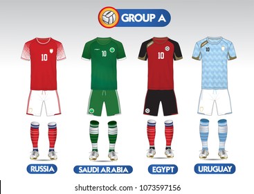 Group A football, Soccer kit or football jersey template design for national football team,Vector Illustration design.