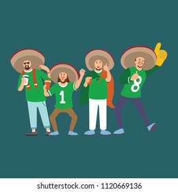 a group of football supporters with happy expression and solidarity