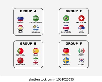 group of football team in final round of Russia football tournament. Concept for soccer match schedule infographics design in vector illustration