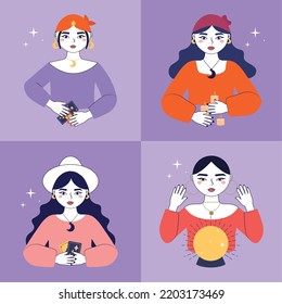 group of fortune teller ladies