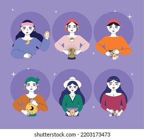 group of fortune teller women