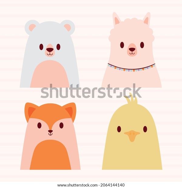 group of four baby\
animals