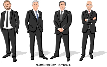 Group of four businessmen wearing suits 