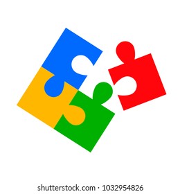 Group of four color puzzle - vector illustration
