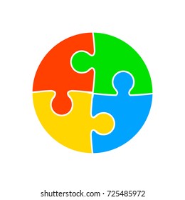 Group of four color puzzle - vector