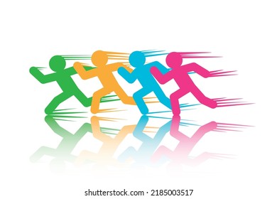 Group of four colorful runners