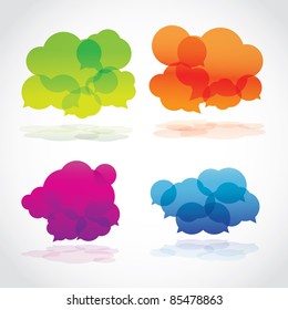 Group of four lava speech clouds, vector