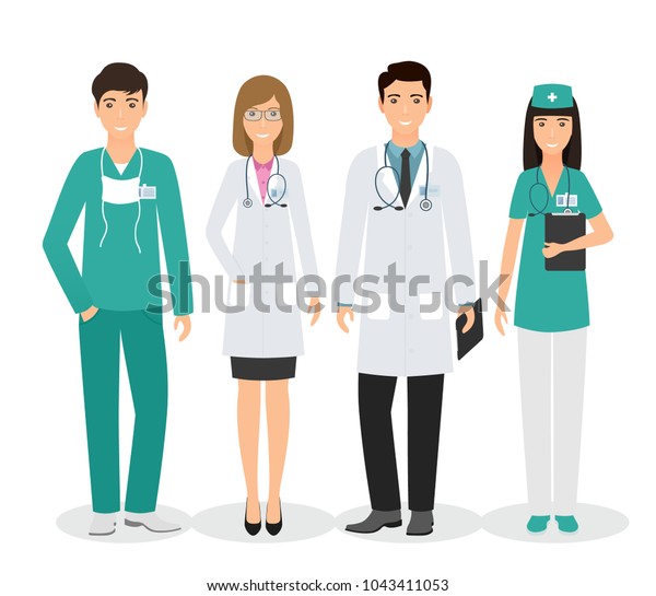 Group Four Medical People Standing Together Stock Vector (Royalty Free ...