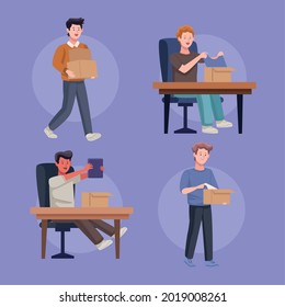 group of four men unboxing