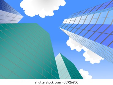group of four skyscrapers