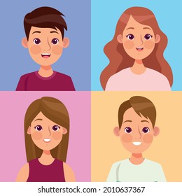 personajes del grupo de cuatro jóvenes
