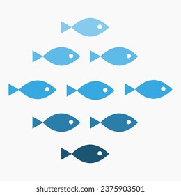 Group of fresh fish. Vector illustration. EPS 10.
