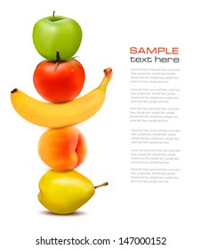 Group of fresh fruit. Dieting concept. Vector.