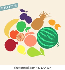 Group of fresh fruit doodle vector set