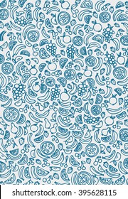 Group of fresh fruit doodle vector set