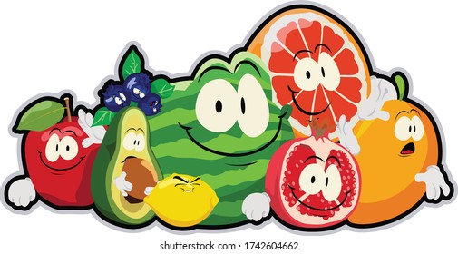 Group of fresh fruits illustration