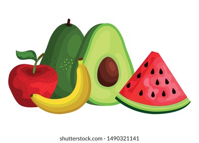 group of fresh fruits and vegetables