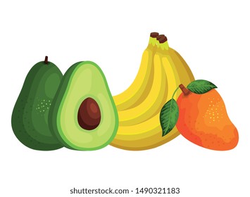 group of fresh fruits and vegetables