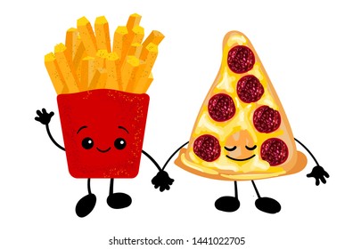 Group of friendly fast food characters. Funny character